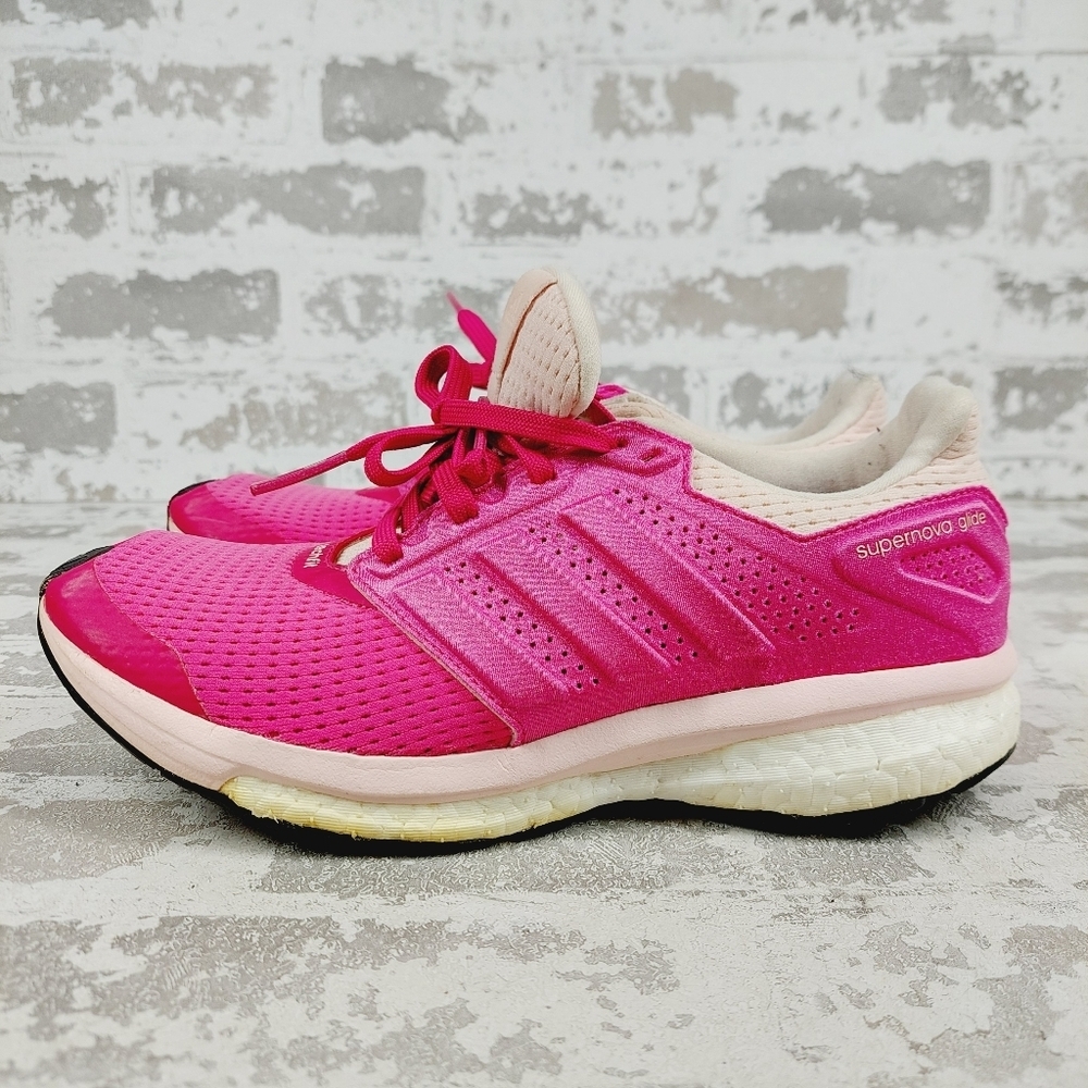 Adidas Supernova Glide Pink Running Shoes Breathable Mesh Comfort Sneakers D86